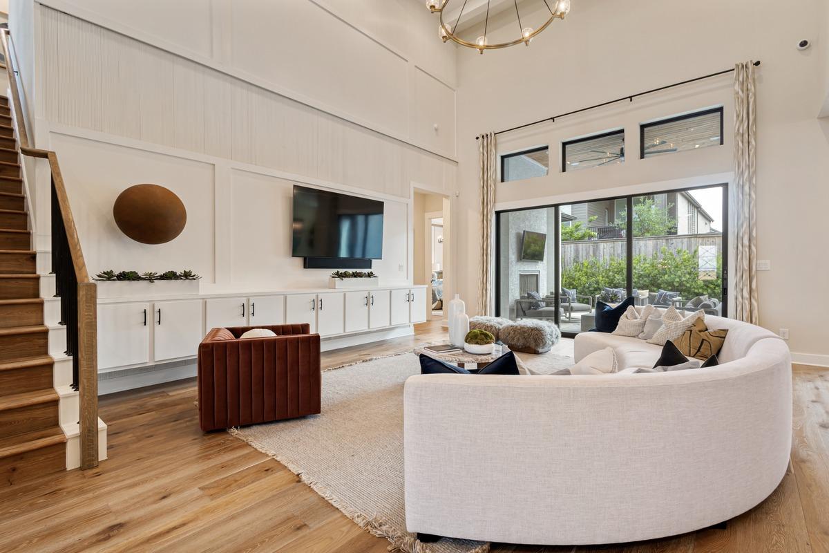 Staged living room with natural light