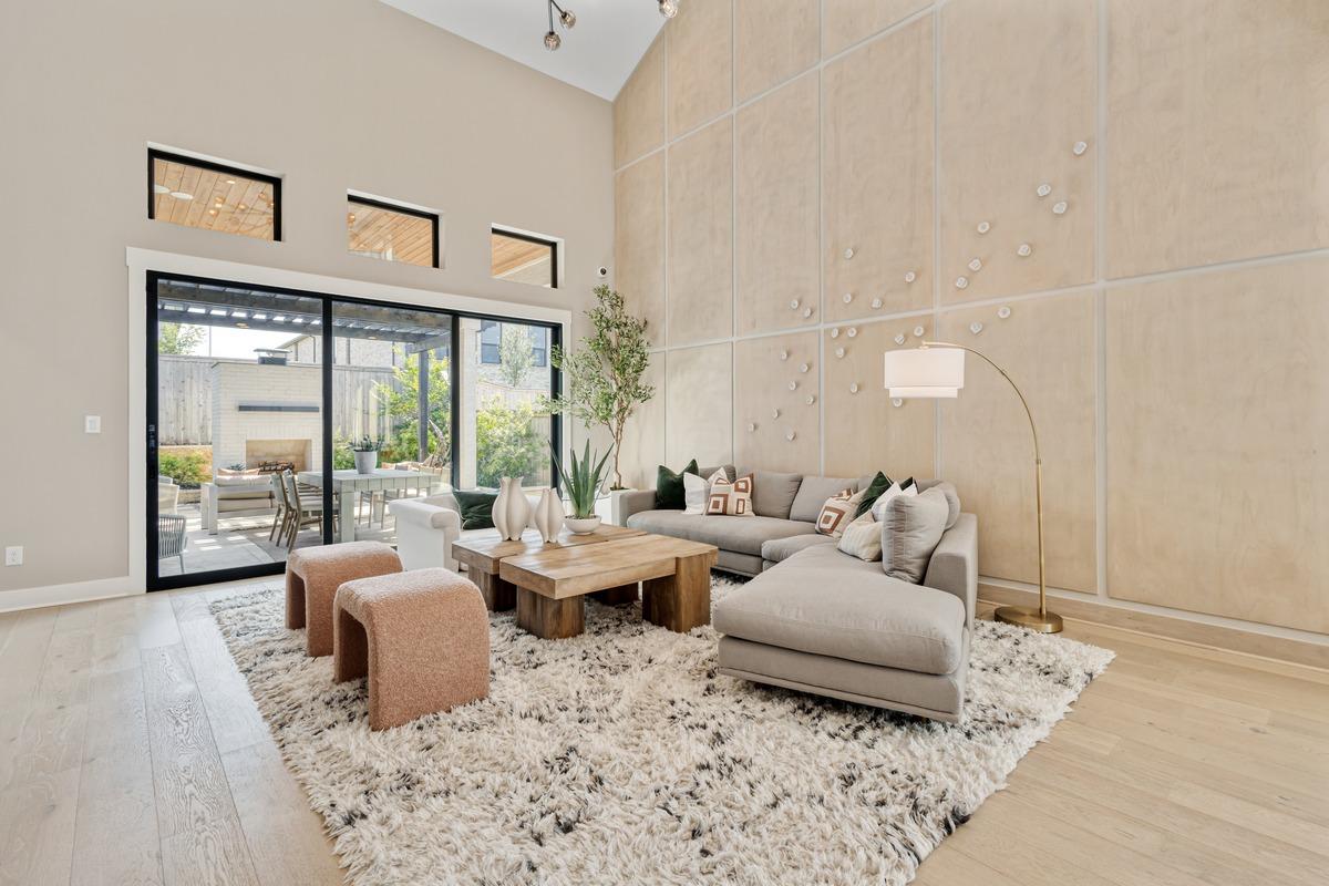 Staged living room with natural light
