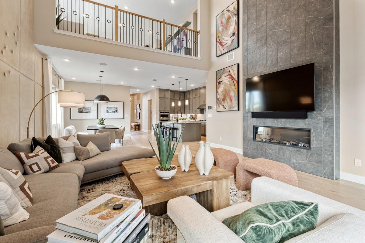 Spacious modern living room with natural light