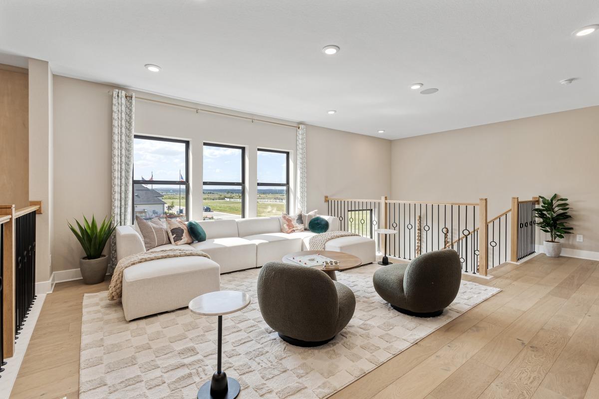 Staged living room with natural light